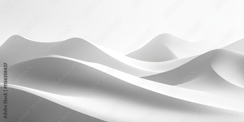 Poster elegant abstract image of white sand dunes with smooth curves and soft shadows, creating a minimalis