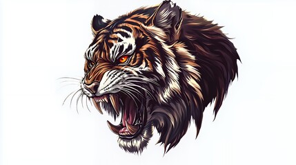 Roaring Tiger Head, Fierce Digital Art
