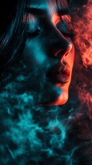 Woman in Smoky Atmosphere.  Artistic Portrait,  Beauty,  Elegance