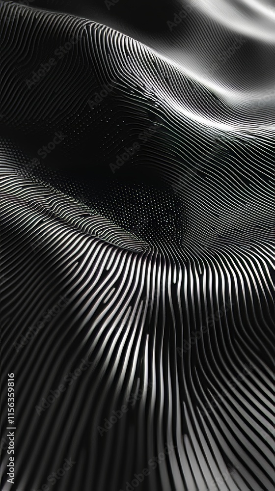 Aufkleber abstract image of black and white wavy lines forming a 3d illusion, showcasing dynamic movement and 