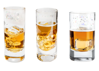 Set of  tall glass with beer isolated on transparent background, cut out