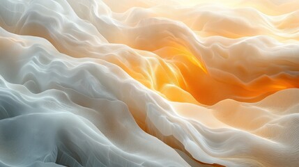 Obraz premium Abstract flowing fabric with orange glow.