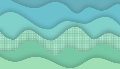 A beautiful wave layered digital artwork. Cozy artwork abstract illustrations. Green color digital prints for background and wallpaper. Seamless wiggle with shadow. 