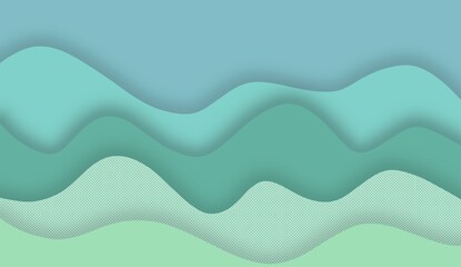 A beautiful wave layered digital artwork. Cozy artwork abstract illustrations. Green color digital prints for background and wallpaper. Seamless wiggle with shadow. Forest full of green illustrations