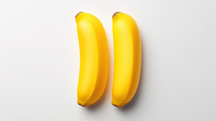 Two ripe yellow bananas on a clean white background.