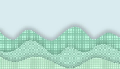Wave layered digital artwork. Cozy artwork abstract illustrations. Green color digital prints for background and wallpaper. Seamless wiggle with shadow. Forest landscape illustrations