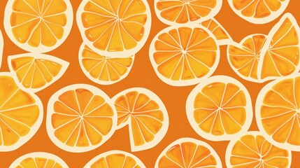 A vibrant pattern of orange slices on a bright background, evoking freshness and zest.