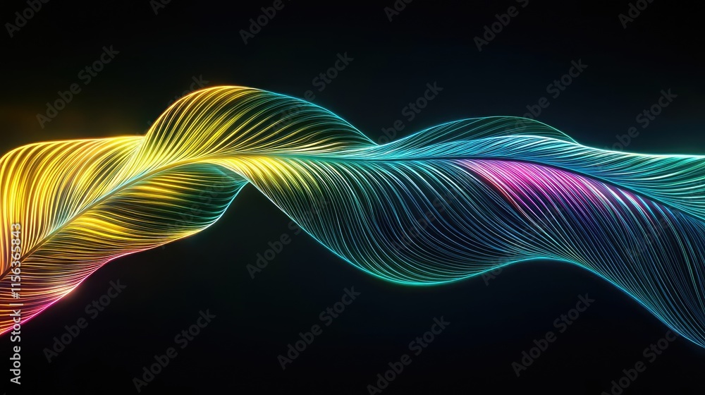 Poster greenery palms idea. vibrant, colorful wave pattern representing fluid motion and creativity.