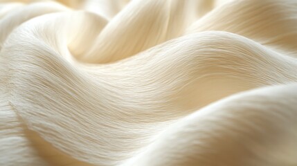 textured fabric surface characterized by its soft undulating waves and delicate creases appears to be a light cream or ivory color with a subtle sheen that highlights its intricate texture