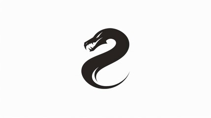 Obraz premium A stylized black snake logo with an elegant curve and fierce head design.