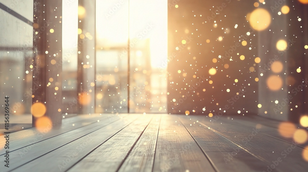 Aufkleber abstract open office space with blurred lights and bokeh effects