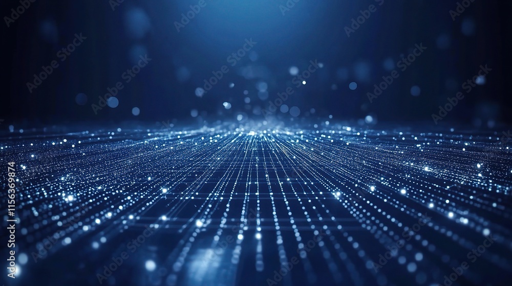 Aufkleber sleek digital navy background with grid and sparkling elements
