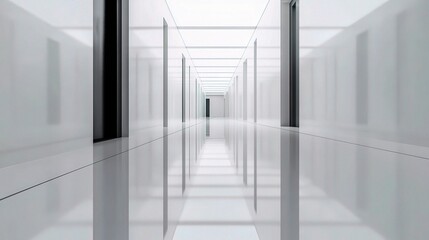 Obraz premium Sleek Modern Office Corridor with Long Views and Minimalist Design