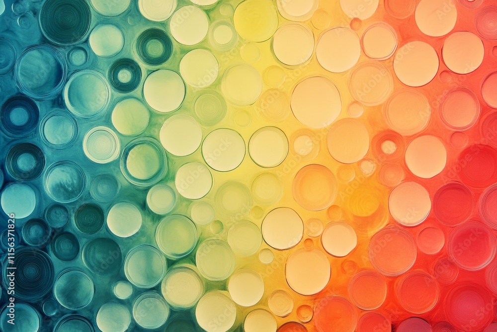 Poster a dynamic abstract image featuring a rainbow gradient of circular patterns, perfect for modern desig