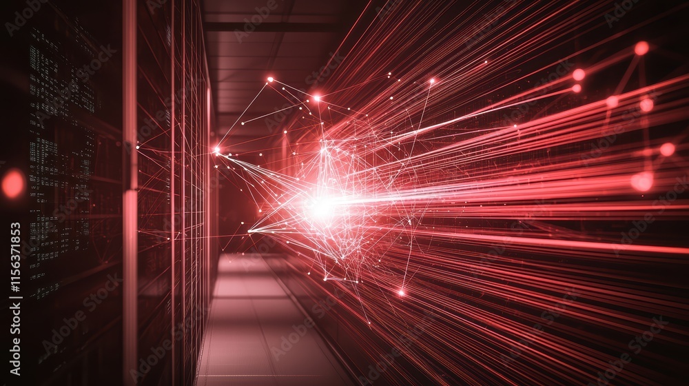 Poster abstract technology background with light and data flowing effect