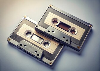 Obraz premium Vintage Audio Cassettes: Retro Music Memorabilia, 80s 90s Tapes, Old School Music, Compact Cassette Tapes, Stereo Cassette, Analog Sound, Music Collection, Nostalgia