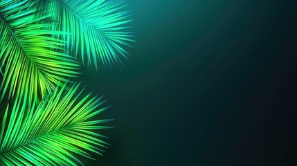 Obraz premium Greenery palms idea. Vibrant green palm leaves against a dark and moody background.