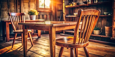 Vintage Brown Chair Wooden Table Still Life Photography - Retro Home Decor Image