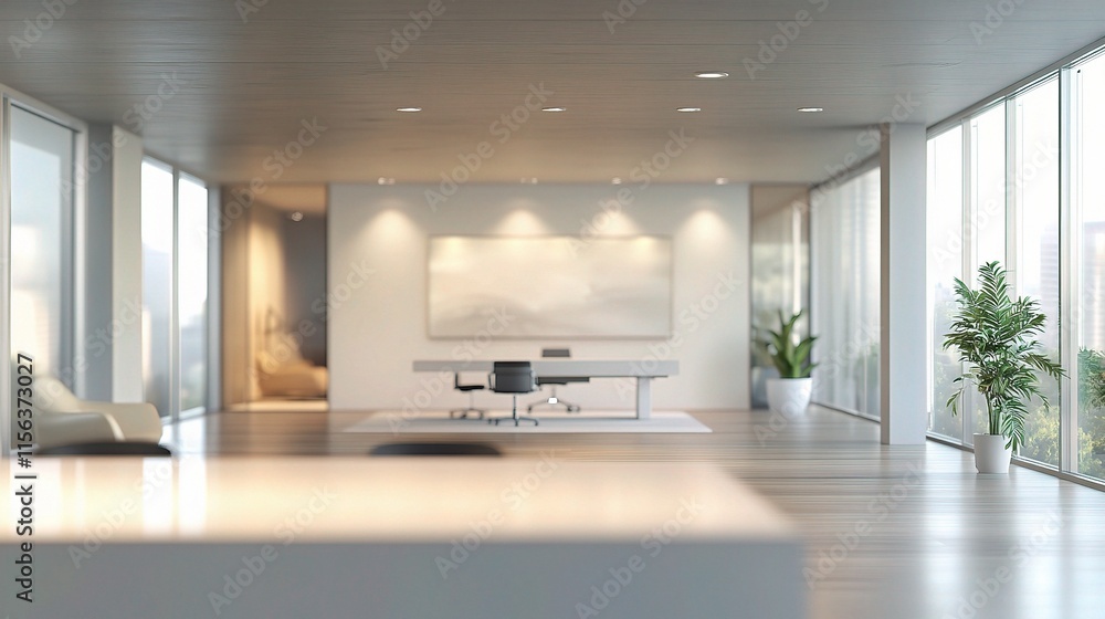 Poster modern open office space with abstract light and blurred background