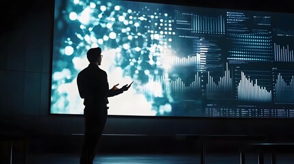 Businessman Presenting Data Analytics On Large Screen