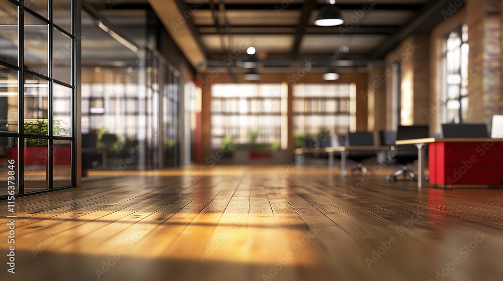 Poster blurred abstract office space with light and open design features