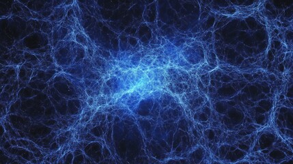 Abstract blue energy network, glowing plexus background.
