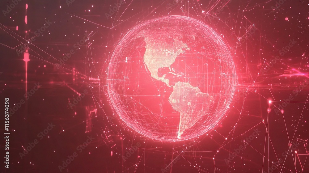 Poster abstract technology globe with connecting lines on gradient background
