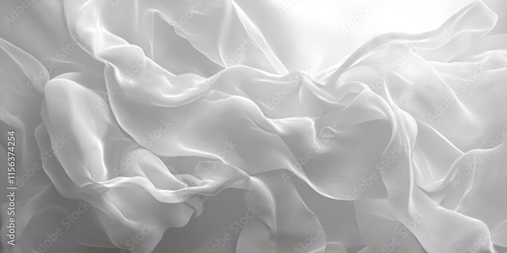 Poster abstract image of white fabric with flowing waves and textures, perfect for backgrounds and design p