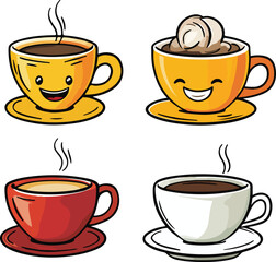 Obraz premium Coffee and tea Mascot style vector on white background