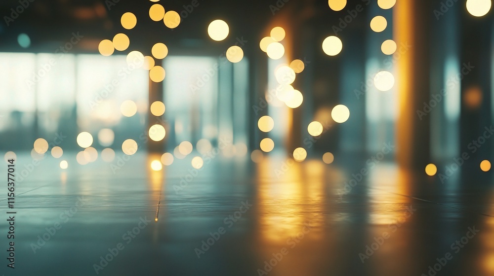Poster abstract blurred open office space with soft light bokeh effects