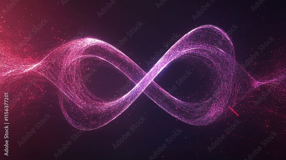Poster abstract infinity loop with technology elements in vibrant colors