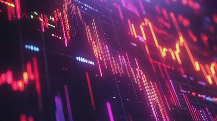 Obraz premium Market Pulse: Dynamic Data Visualization: A vibrant abstract representation of financial market data.