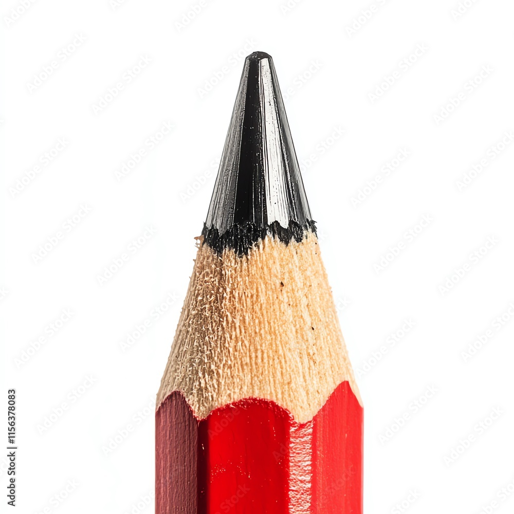 Aufkleber close-up of a sharpened red pencil with a graphite point.