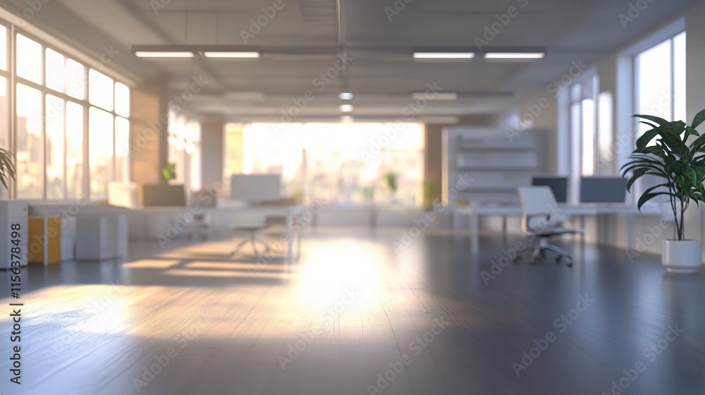 Aufkleber modern open space office with abstract light and blurred background