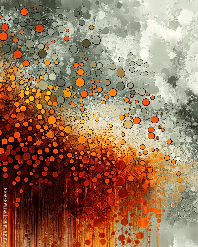 Poster abstract colorful pattern with dots and splashes in vibrant shades