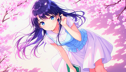 桜の間から覗く
