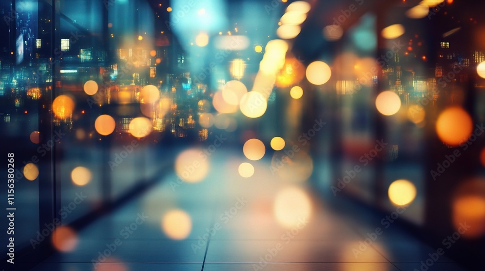 Poster abstract blurred empty space in modern office with soft light bokeh