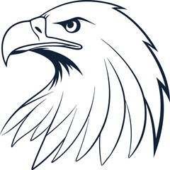 An eagle outline vector and straightforward illustration line art design on a white background.