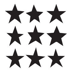 Obraz premium Nine Simple Black Star Icons on White Background