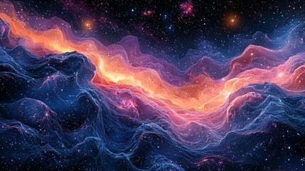 Cosmic Nebula Waves Swirling Through Starlight