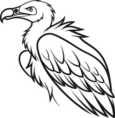 Vulture outline vector and straightforward illustration line art design on a white background.