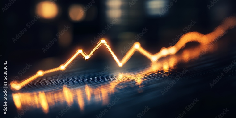 Aufkleber a graph with a line that is orange and has a mountain shape. the line is on a black background