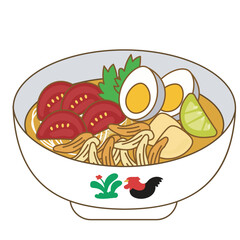 Indonesian food Soto Ayam or chicken soup with vegetables and noodles
