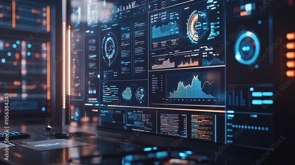 Poster advanced financial data visualization with graphs and charts