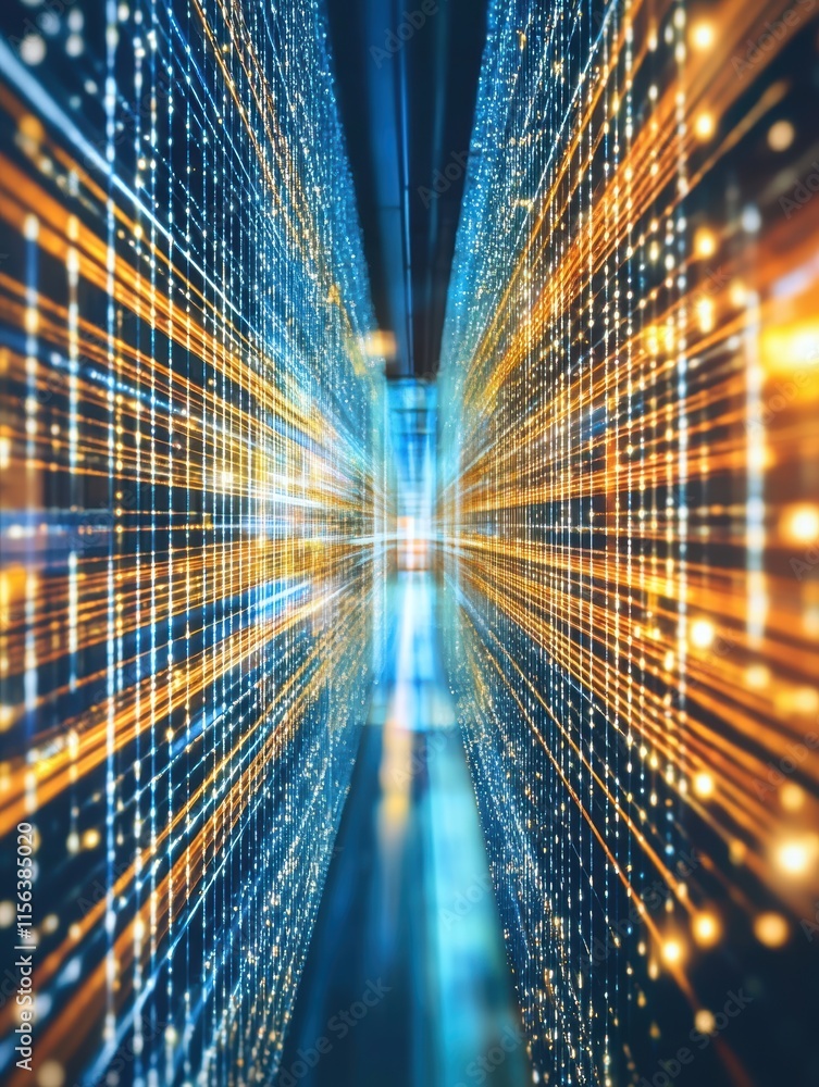 Aufkleber abstract data stream with bright lights and digital elements