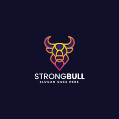 Strong Bull Gradient Line Art Logo