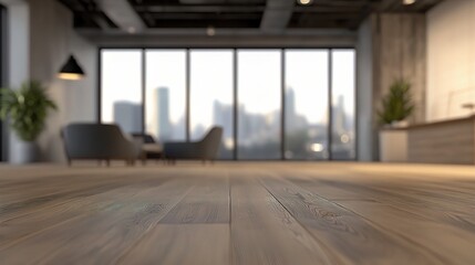 Obraz premium Blurred Open Space in Modern Office with Abstract Light Effects