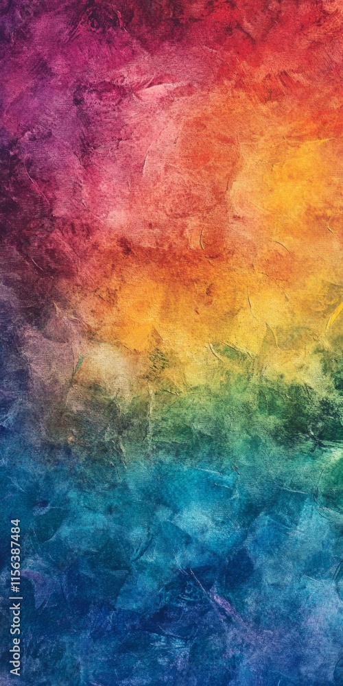 Poster a vivid abstract texture featuring a rainbow gradient with artistic brushstrokes, perfect for creati