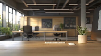 Fototapeta premium Open Office Space with Abstract Lighting and Blurred Background
