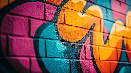 Fototapeta premium Colorful abstract graffiti art on brick wall.
